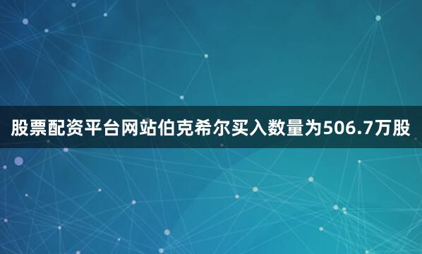 股票配资平台网站伯克希尔买入数量为506.7万股