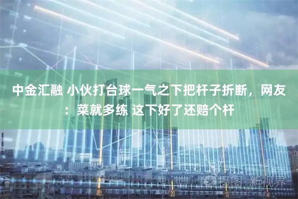 中金汇融 小伙打台球一气之下把杆子折断，网友：菜就多练 这下好了还赔个杆